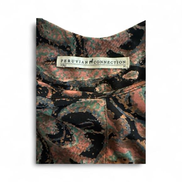 Peruvian Connection Dress M Fall Colors Fit & Flare Sustainable Comfortable - Picture 6 of 11